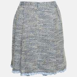 RED Valentino Blue Tweed Ruffled Mini Skirt L