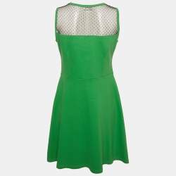 RED Valentino Green Knit and Tulle Sleeveless D'Esprit Ponte Mini Dress XL