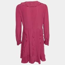 Pre Owned RED Valentino Pink Silk Ruffled Mini Dress M