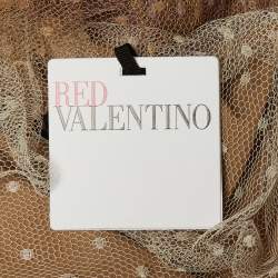 Pre Owned RED Valentino Brown Point d'esprit Tulle Tiered Mini Dress M