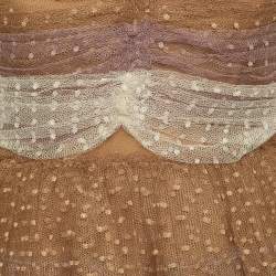 Pre Owned RED Valentino Brown Point d'esprit Tulle Tiered Mini Dress M