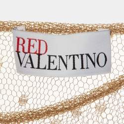 Pre Owned RED Valentino Brown Point d'esprit Tulle Tiered Mini Dress M