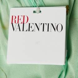 Pre Owned RED Valentino Green Floral Cherry Print Silk Mini Dress S