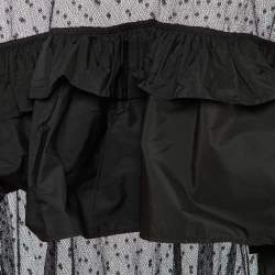 Pre Owned RED Valentino Black Pointelle Tulle & Taffeta Ruffled Top XS