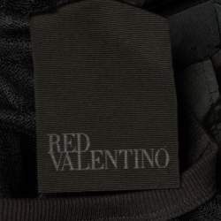 Pre Owned RED Valentino Black Pointelle Tulle & Taffeta Ruffled Top XS