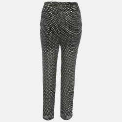 Pre Owned RED Valentino Black Sheer Silk Sequin Drawstring Pants M