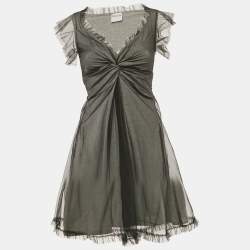 Pre Owned RED Valentino Grey Tulle Sleeveless Mini Dress S