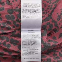 Pre Owned RED Valentino Red Animal Print Stretch Crepe and Lace Long Sleeve Top Dress M