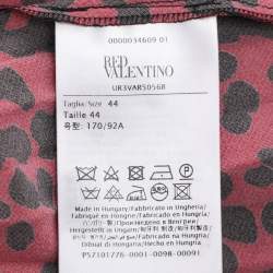 Pre Owned RED Valentino Red Animal Print Stretch Crepe and Lace Long Sleeve Top Dress M