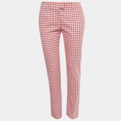Pre Owned RED Valentino Red Gingham Cotton Trousers M