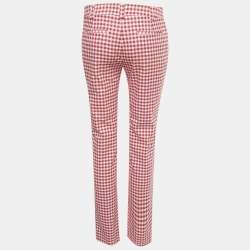 Pre Owned RED Valentino Red Gingham Cotton Trousers M
