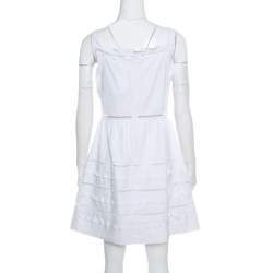 RED Valentino White Ladder Lace Insert Sleeveless Mini Dress M
