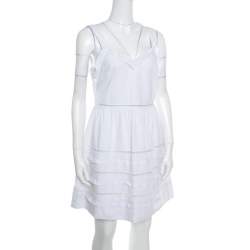 RED Valentino White Ladder Lace Insert Sleeveless Mini Dress M