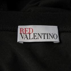 Pre Owned RED Valentino Black Cotton And Mesh Hem Detailed T-Shirt Dress L