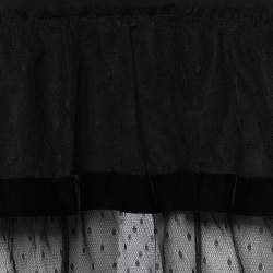 Pre Owned RED Valentino Black Cotton And Mesh Hem Detailed T-Shirt Dress L