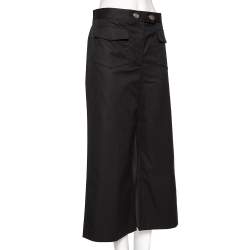 Pre Owned RED Valentino Black Canvas Flared Leg Cropped Pants L