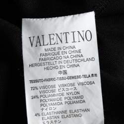 Pre Owned RED Valentino Black Knit Bow Detail Ruffle Trimmed Dress L