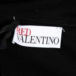 Pre Owned RED Valentino Black Knit Bow Detail Ruffle Trimmed Dress L