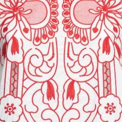 Pre Owned RED Valentino White and Red Cotton Embroidered Peter Pan Collar Dress M