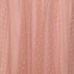 Pre Owned RED Valentino Light Pink Polka-Dot Pleated Tulle Midi Skirt M