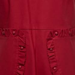 Pre Owned RED Valentino Red Cotton Sleeveless Flared Mini Dress L