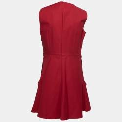 Pre Owned RED Valentino Red Cotton Sleeveless Flared Mini Dress L