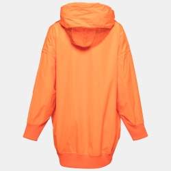 RED Valentino The Black Tag Neon Orange Taffeta Zip Front Hooded Coat S