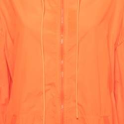 RED Valentino The Black Tag Neon Orange Taffeta Zip Front Hooded Coat S