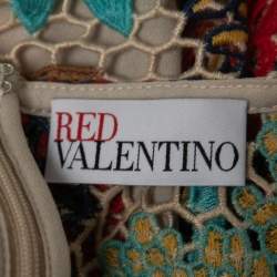 RED Valentino Multicolor Open Lace Embroidered Maxi Dress M