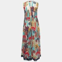 RED Valentino Multicolor Open Lace Embroidered Maxi Dress M
