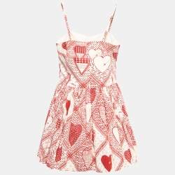 Pre Owned RED Valentino Cream/Red Printed Cotton Sleeveless Mini Dress M