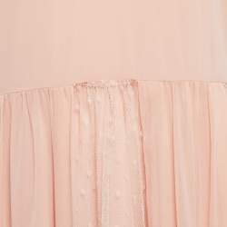 Pre Owned RED Valentino Pink Silk & Lace Short Sleeve Mini Dress L