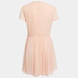 Pre Owned RED Valentino Pink Silk & Lace Short Sleeve Mini Dress L