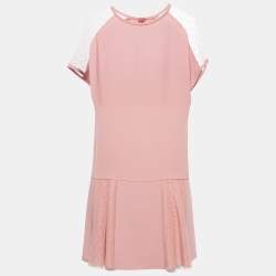 RED Valentino Salmon Pink Crepe & Tulle Shift Dress S