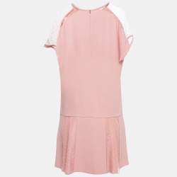 RED Valentino Salmon Pink Crepe & Tulle Shift Dress S