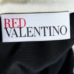 RED Valentino Black Silk Contrast Neck Tie Detail Top M