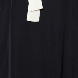 RED Valentino Black Silk Contrast Neck Tie Detail Top M