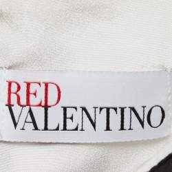 Pre Owned Red Valentino Cream/Black Printed Crepe Pleated Mini Dress S