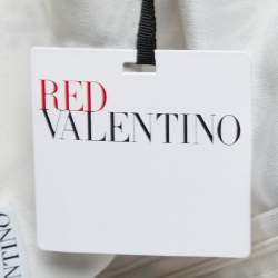 Pre Owned Red Valentino Cream/Black Printed Crepe Pleated Mini Dress S