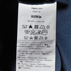 Pre Owned RED Valentino Navy Blue Patterned Knit Bow Detail Midi Dress L