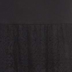 Pre Owned RED Valentino Black Lace Trimmed Abito Jersey Tiered Maxi Dress S