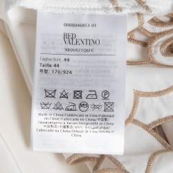 Pre Owned RED Valentino White Embroidered Poplin Tiered Maxi Dress M