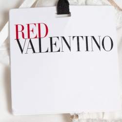 Pre Owned RED Valentino White Embroidered Poplin Tiered Maxi Dress M