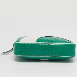 Pre Owned RED Valentino x Puma Green/White Perforated Leather Camera Shoulder Bag