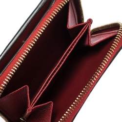 Pre Owned Valentino Red Leather Rockstud Spike French Wallet