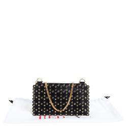 Pre Owned RED Valentino Black Leather Flower Puzzle Pochette Bag