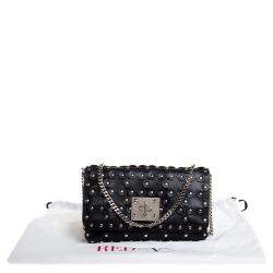 Pre Owned RED Valentino Black Leather Flower Puzzle Clutch Bag