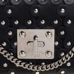 Pre Owned RED Valentino Black Leather Flower Puzzle Clutch Bag