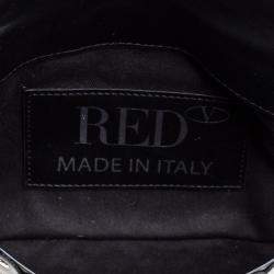 Pre Owned RED Valentino Black Leather Flower Puzzle Clutch Bag
