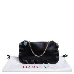 RED Valentino Black Leather Rock Ruffles Pochette Bag
